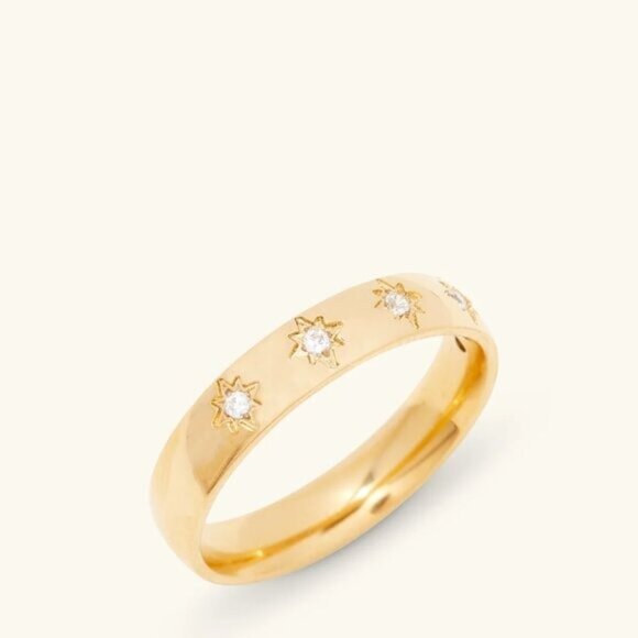 Gold Ring CZ Stars Waterproof Ring Celestial Gold Ring Cosmic Ring BEAUTIFUL - Picture 11 of 12